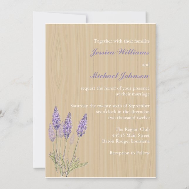 Invitation Mariage Russe de Lavande (Devant)