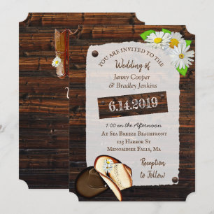 Invitation Mariage Russe des bottes, Casquettes et marguerite