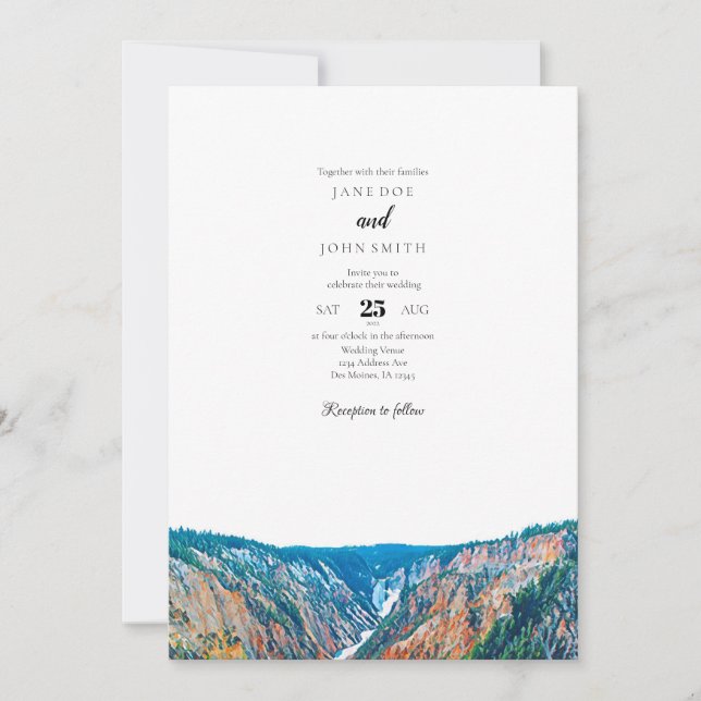 Invitation Mariage Rustic Mountains (Devant)