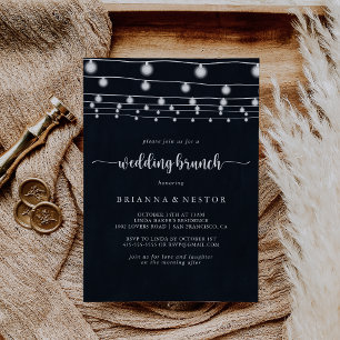 Invitation Mariage Rustic String Lights Brunch