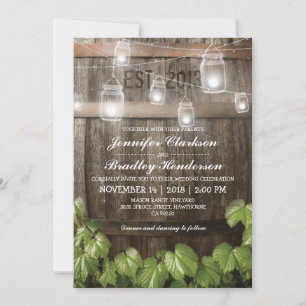 Invitation Mariage rustique à la campagne Tonneau de vigne