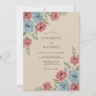 Invitation Mariage Rustique Artistique Rose Poussiéreux