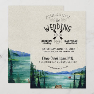 Invitation Mariage rustique au bord du lac