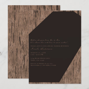 Invitation Mariage rustique au chocolat rose bois moderne