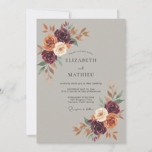 Invitation Mariage Rustique Automnal au Plum