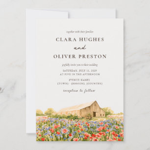Invitation Mariage rustique aux fleurs sauvages de Provence à