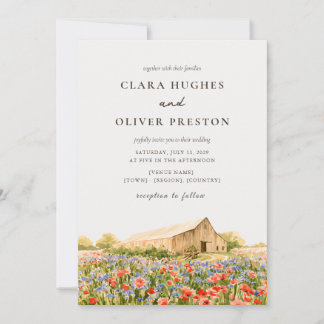 Invitation Mariage rustique aux fleurs sauvages de Provence à