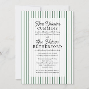 Invitation Mariage rustique avec rayure verte : les parents d