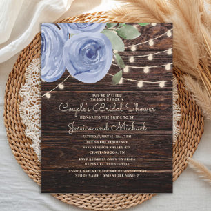 Invitation Mariage rustique bleu floral Shower de la mariée