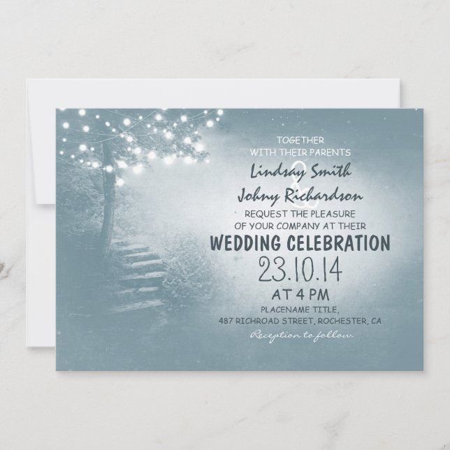Invitation mariage rustique bleu poussiéreux (Devant)