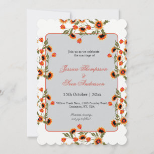 Invitation Mariage rustique bohème scandinave inspiré du folk