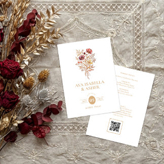 Invitation Mariage rustique boho botanique Posy Or TLW26