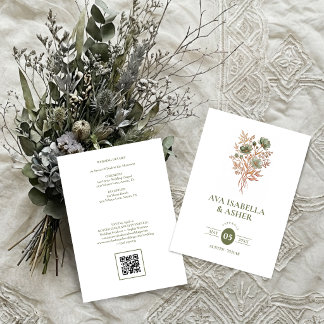 Invitation Mariage rustique boho botanique posy sauge TLW26