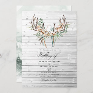 Invitation Mariage rustique Boho Cotton et Eucalyptus Boho