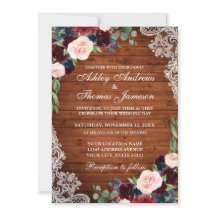 Mariage rustique Bois Bourgogne Bleu Floral Invita
