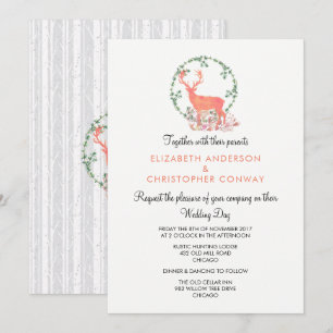Invitation Mariage Rustique Botanique Aquarelle aux Renne