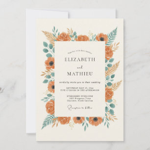 Invitation Mariage rustique botanique orange
