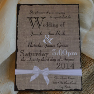Invitation Mariage rustique Burlap et Bows
