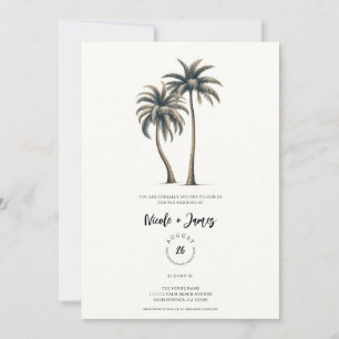Invitation Mariage rustique côtier aux palmiers tropicaux