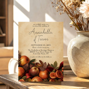 Invitation Mariage rustique d'automne avec pommes et figues
