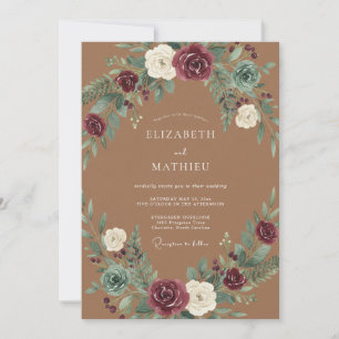 Invitation Mariage rustique d'automne en terre cuite