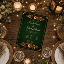 Mariage rustique d'automne en vert forêt