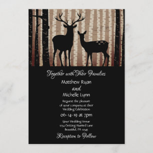 Invitation Mariage rustique de bois de cerfs et d'Aspen