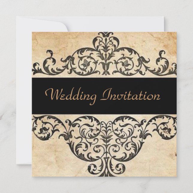 Invitation Mariage rustique de campagne saloon western scroll (Devant)