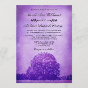 Invitation Mariage rustique de chêne violet