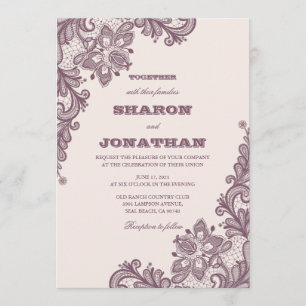 Invitation Mariage rustique de couleur noire Vintage de dente