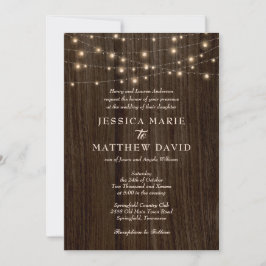 Invitation Mariage Rustique de Ferme avec Lumières Scintillan