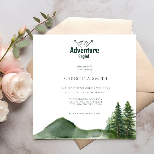 Invitation Mariage Rustique de la forêt de montagne de bois (Créateur téléchargé)