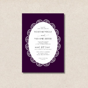 Invitation Mariage rustique de luxe avec plum profond et dent