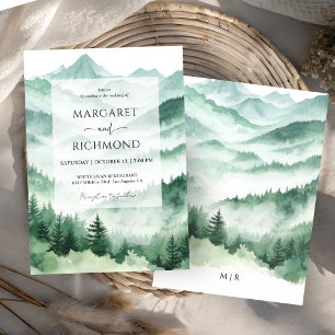 Invitation Mariage Rustique de Montagne dans une Forêt de Pin