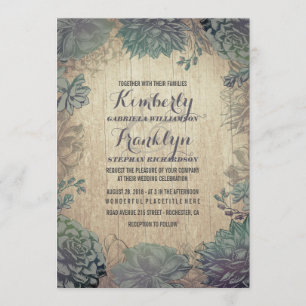 Invitation Mariage rustique de Succulents vintages