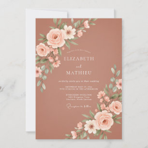 Invitation Mariage rustique délicat en terracotta