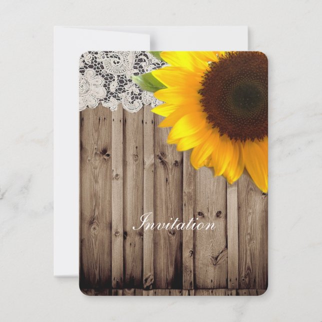 Invitation mariage rustique dentelle grange bois campagne tou (Devant)