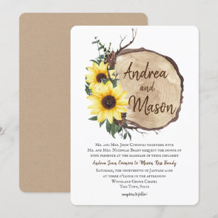 Invitation Mariage rustique des Tournesols de automne
