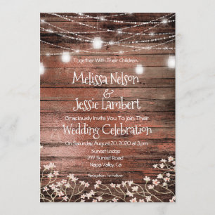 Invitation Mariage rustique du souffle du bébé de lumières de