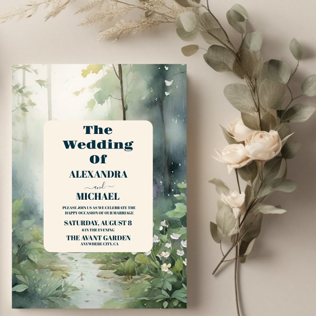 Invitation Mariage rustique élégant de la forêt de montagne (Créateur téléchargé)