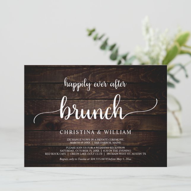Invitation Mariage rustique Elopement Heureux Jamais Après Br (Debout devant)
