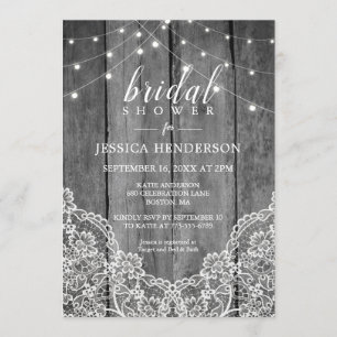 Invitation Mariage Rustique en Bois avec Lumière et Dentelle