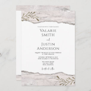 Invitation Mariage Rustique en bois de bouleau tout en un