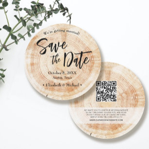 Invitation Mariage rustique en bois Enregistrer la date avec 