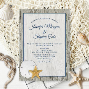 Invitation Mariage Rustique en Bois Flotté avec Dollar de Sab