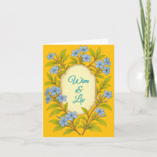 Invitation Mariage rustique en lin bleu dans un style floral