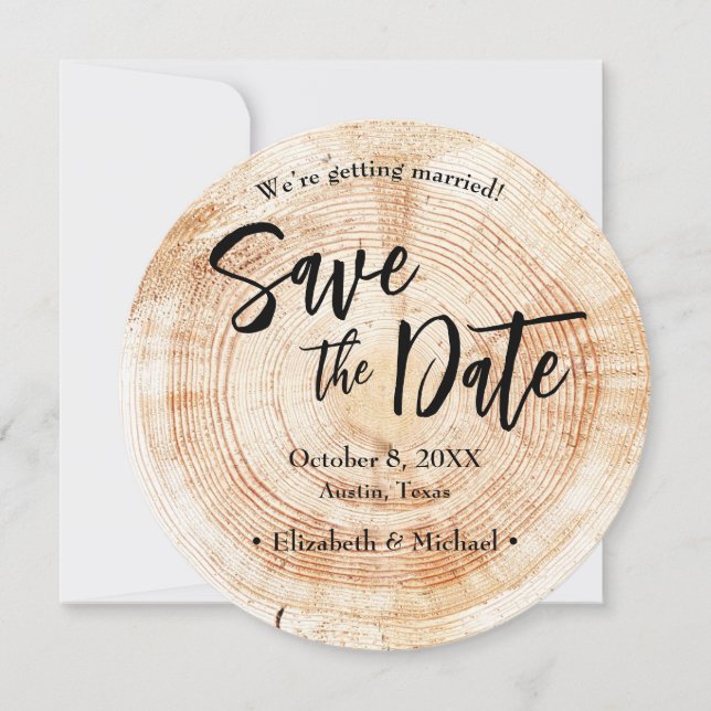 Invitation Mariage rustique Enregistrer la photo de date QR c (Devant)
