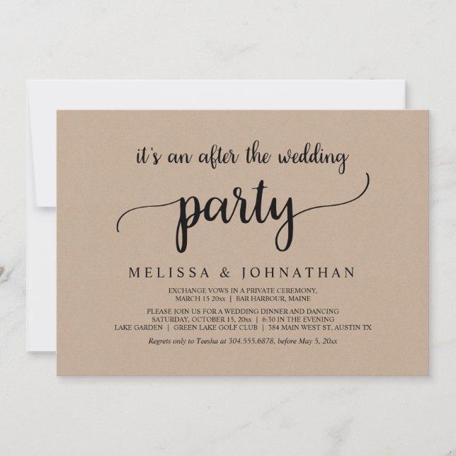 Invitation Mariage rustique et intimiste de rêve (Devant)