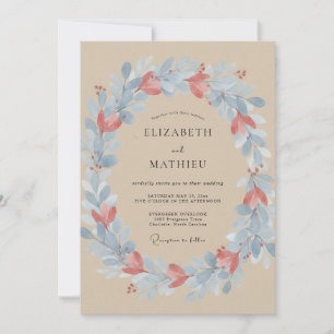 Invitation Mariage Rustique Ethéréal Corail Tan