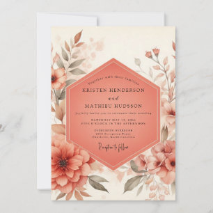 Invitation Mariage Rustique Fleur de Corail